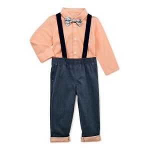 Wonder Nation Toddler Boy’s Button-Down Shirt Bowtie Suspenders and Pants Set 4T
